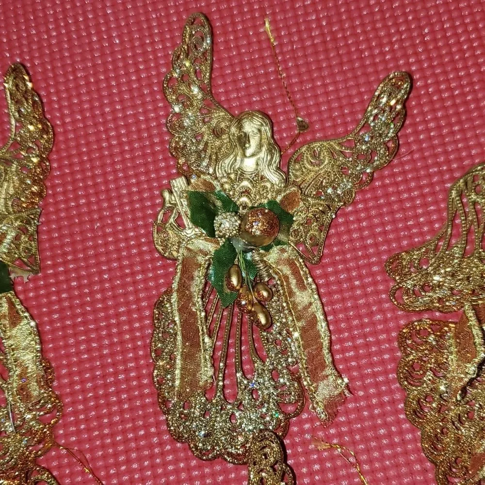 Angel Glitter Christmas Ornaments Set of 5